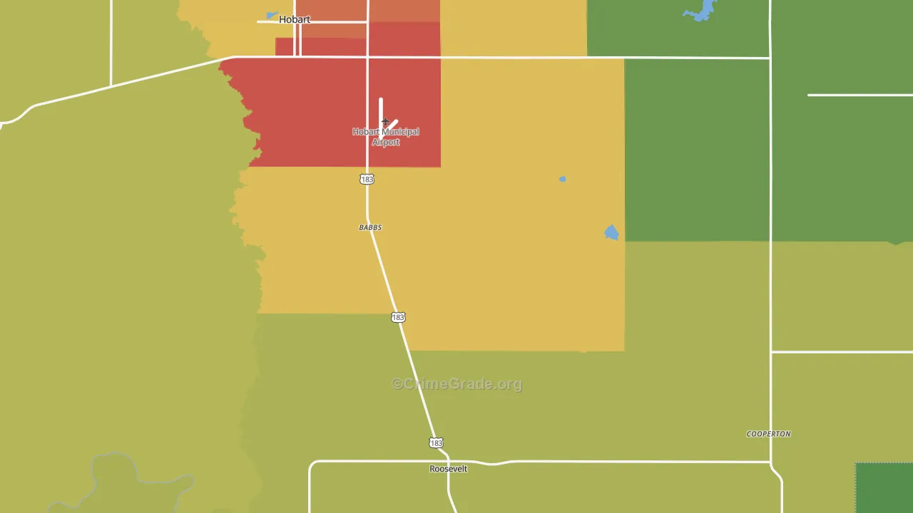 Kiowa County, OK Map of Burglary Rates