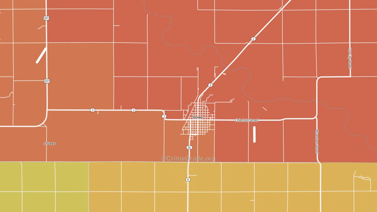 Kiowa, KS Map of Burglary Rates