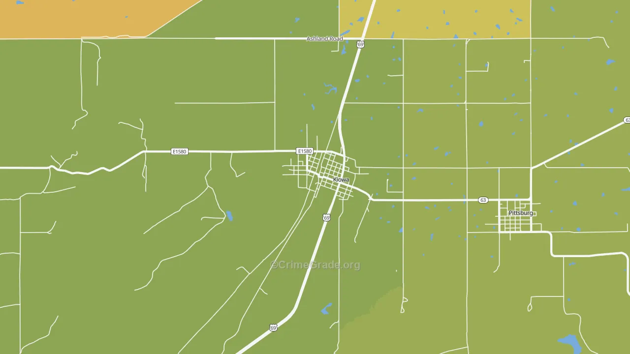 Kiowa, OK Map of Burglary Rates