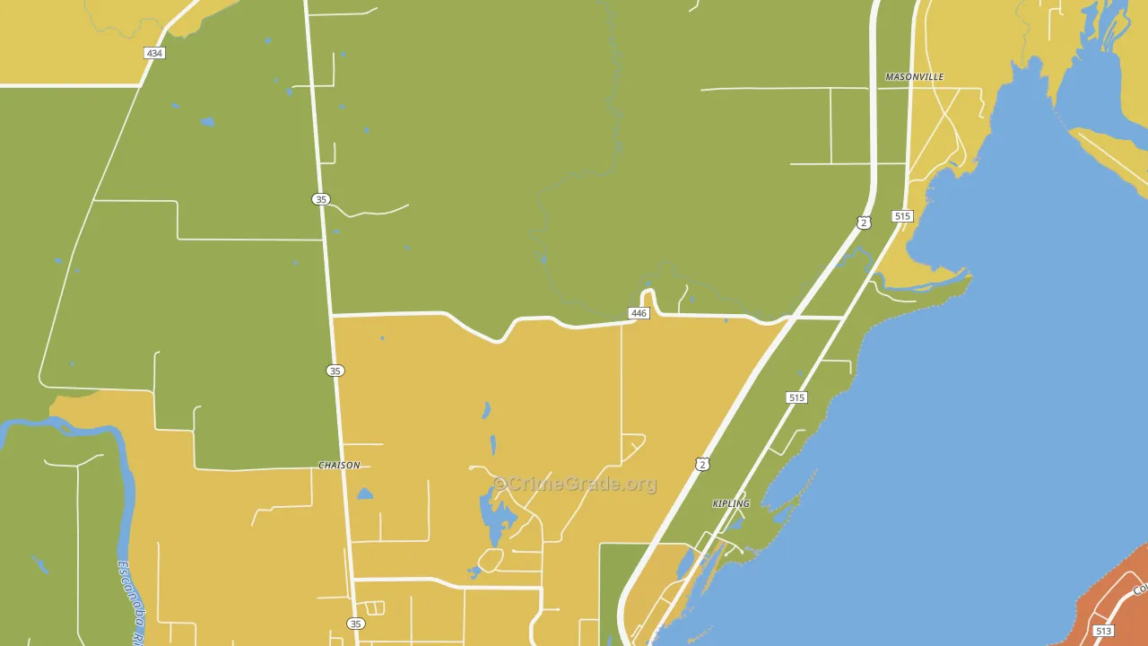 Kipling, MI Map of Burglary Rates
