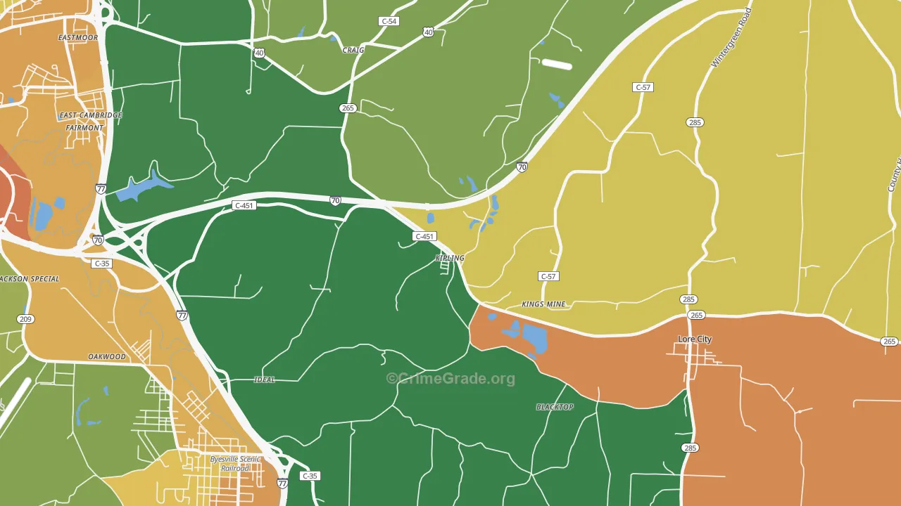 Kipling, OH Map of Burglary Rates