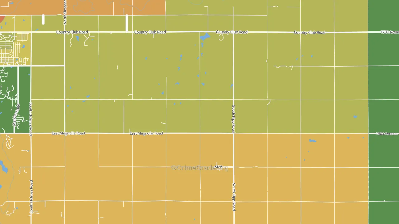 Kipp, KS Map of Burglary Rates