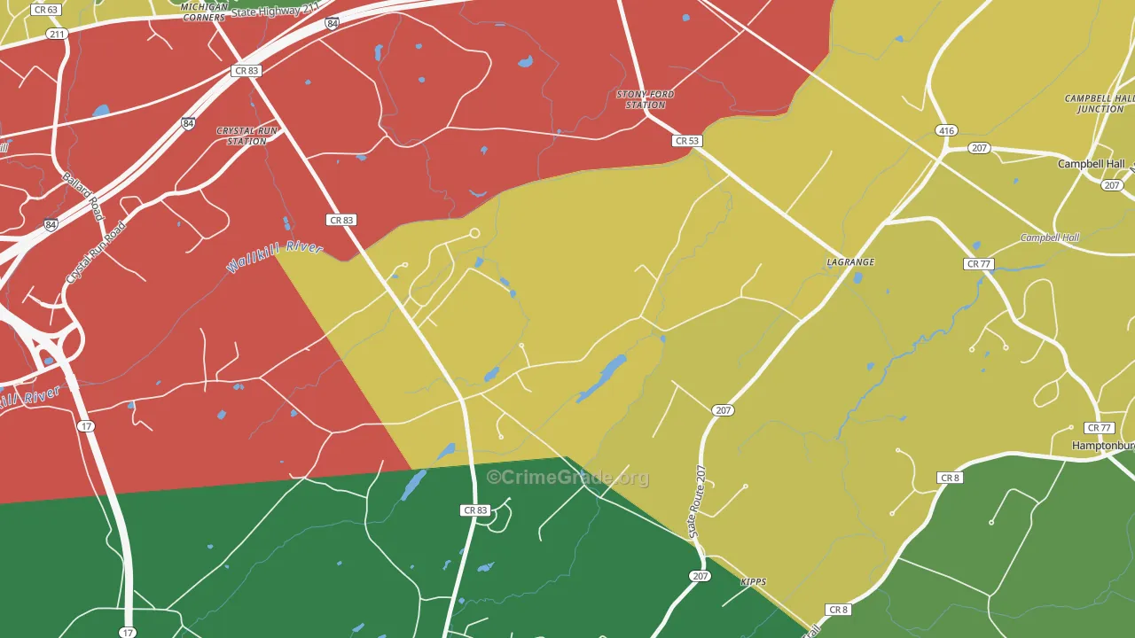 Kipps, NY Map of Burglary Rates