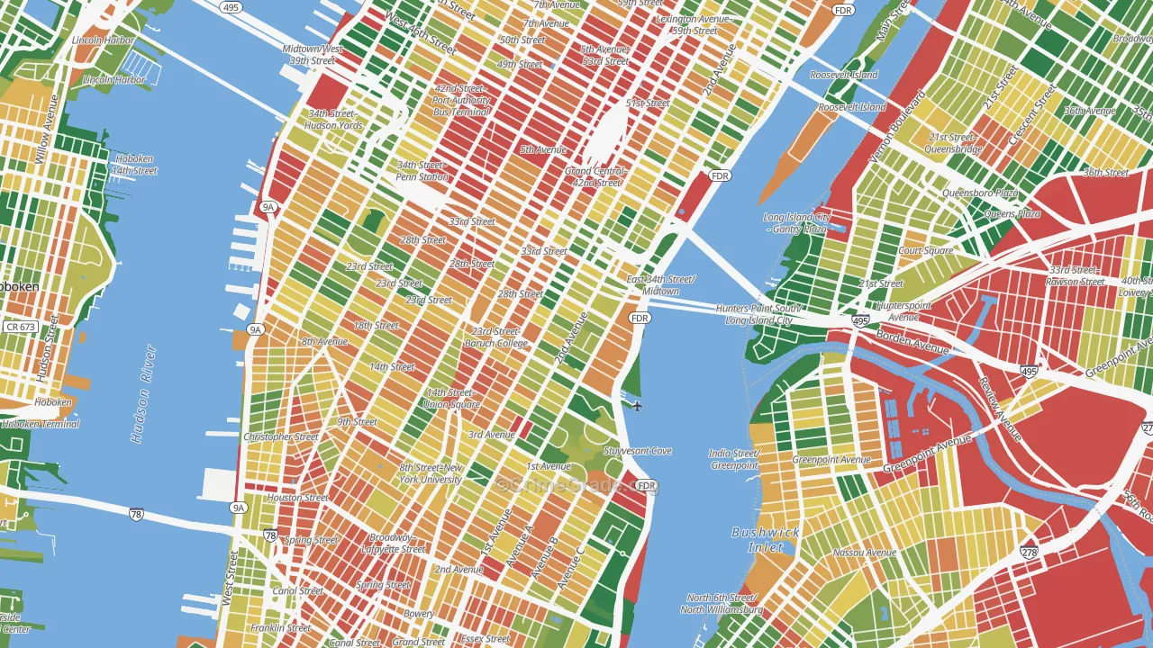 Kips Bay, Manhattan, NY Map of Burglary Rates