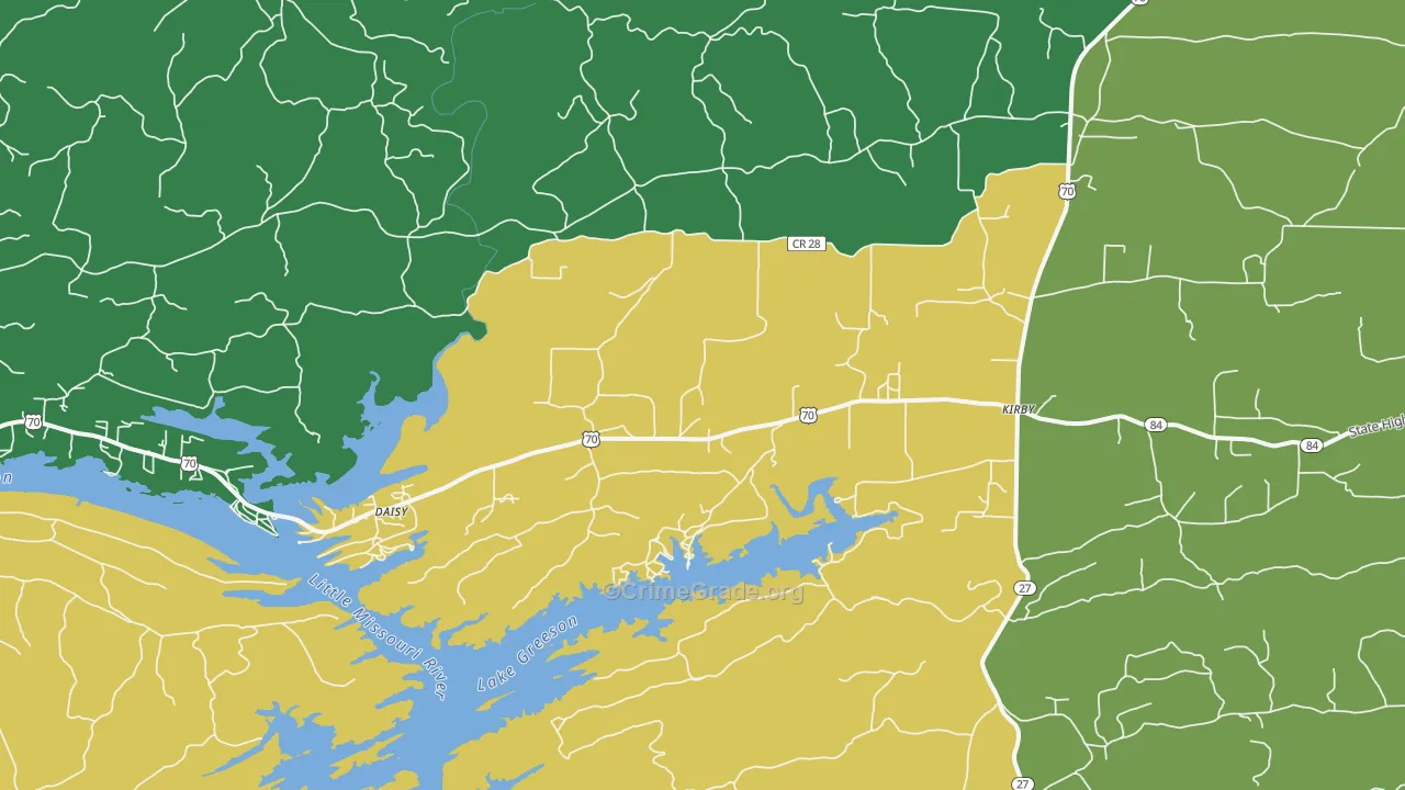 Kirby, AR Map of Burglary Rates