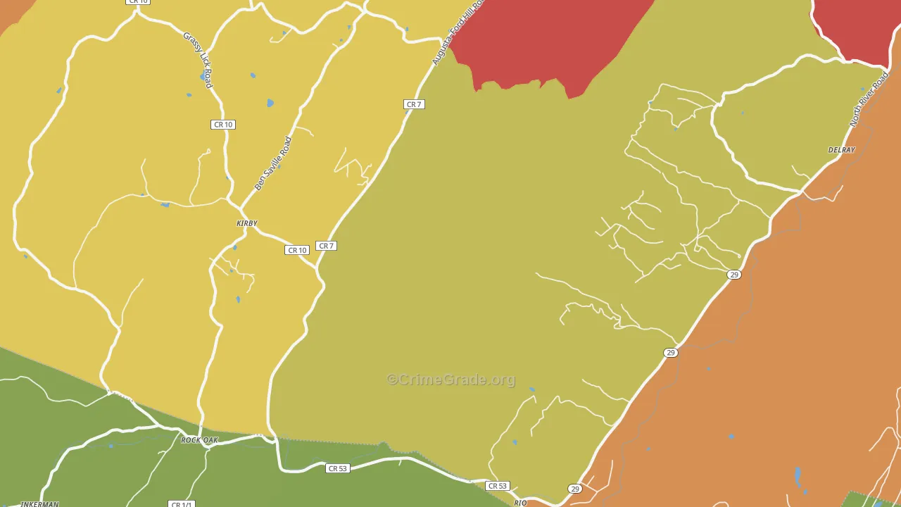 Kirby, WV Map of Burglary Rates