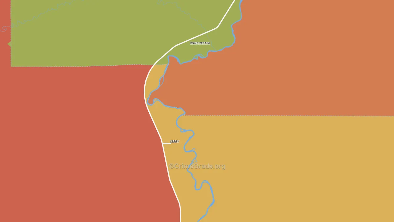 Kirby, WY Map of Burglary Rates