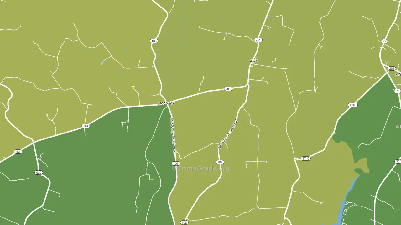 Kirk, KY Map of Burglary Rates