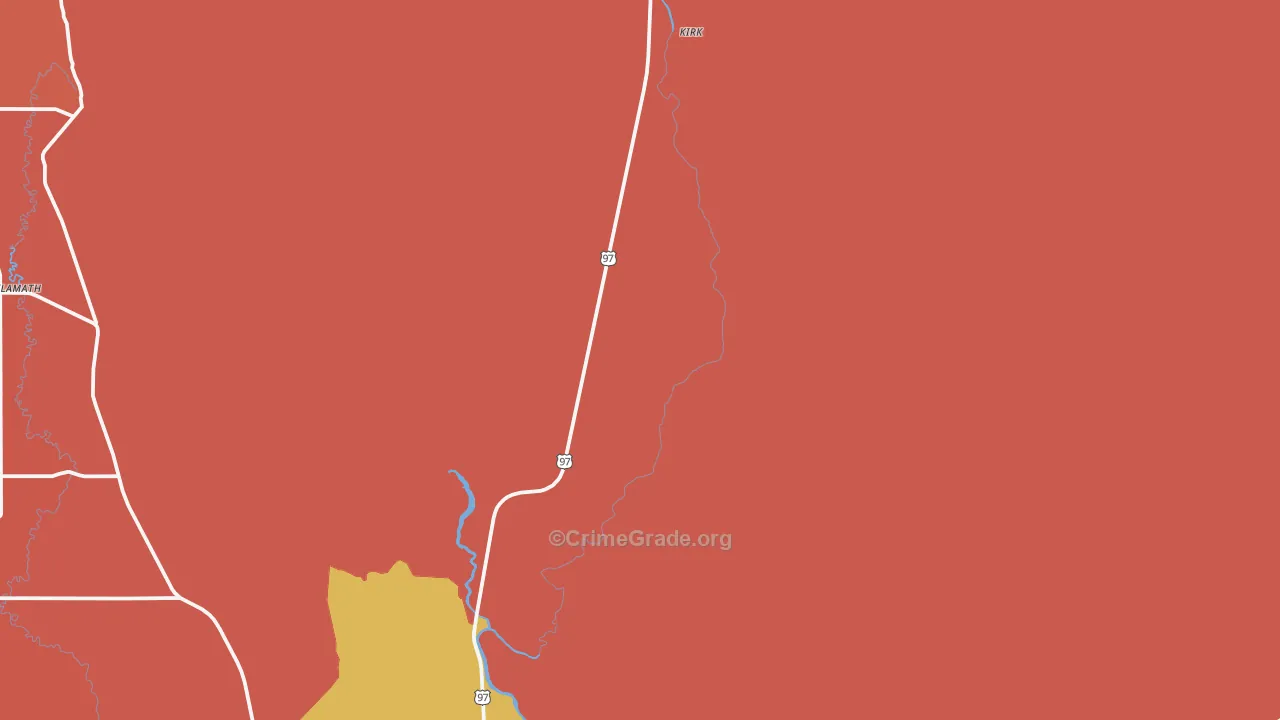 Kirk, OR Map of Burglary Rates