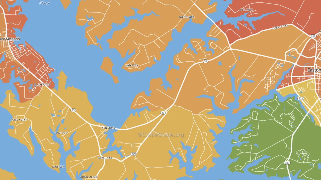 Kirkham, MD Map of Burglary Rates