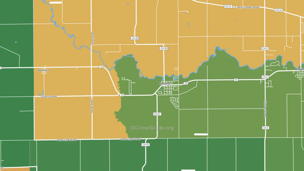 Kirkland, IL Map of Burglary Rates