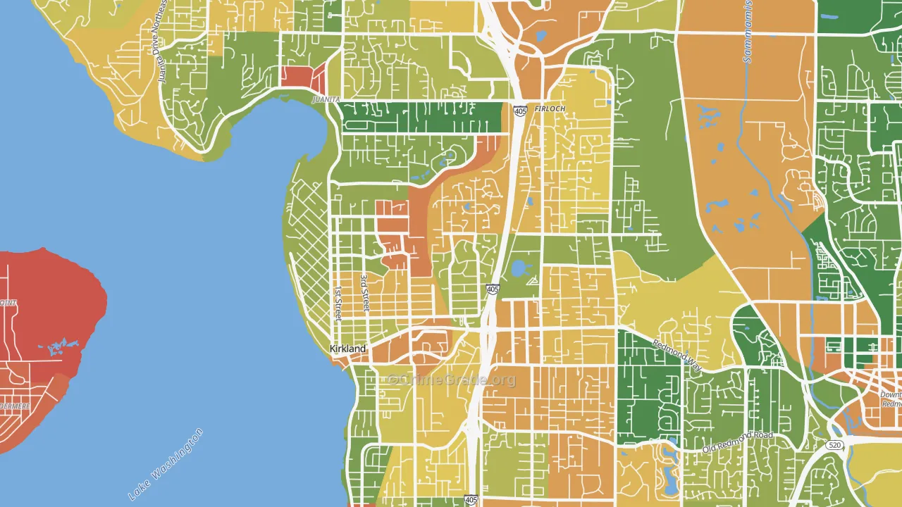 Kirkland, WA Map of Burglary Rates