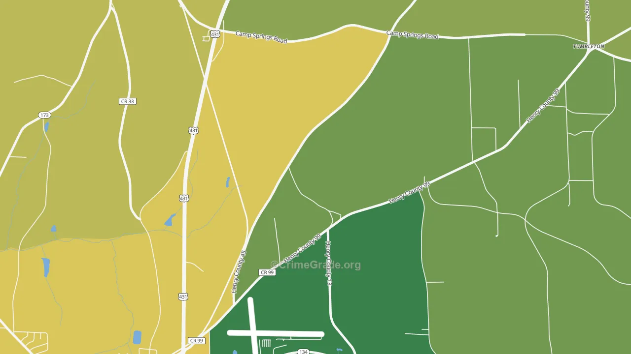 Kirklands Crossroads, AL Map of Burglary Rates