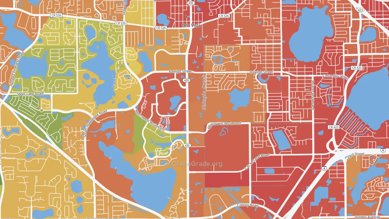 Kirkman North, Orlando, FL Map of Burglary Rates