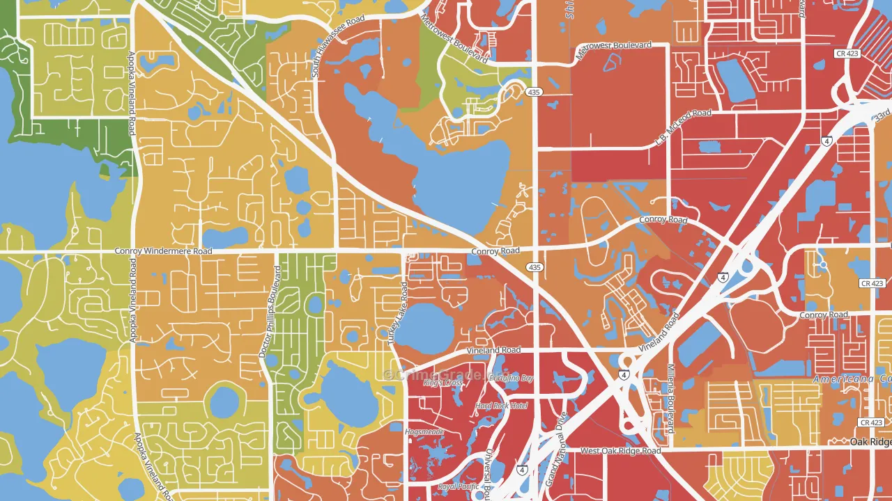 Kirkman South, Orlando, FL Map of Burglary Rates