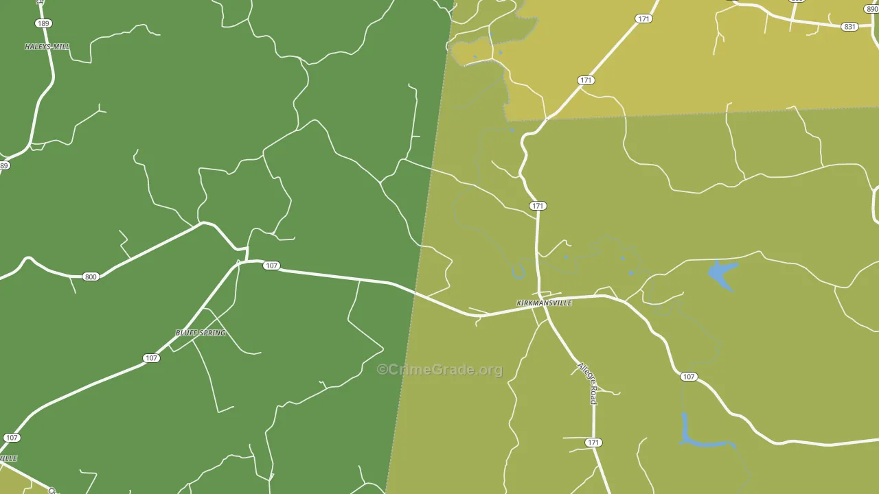 Kirkmansville, KY Map of Burglary Rates