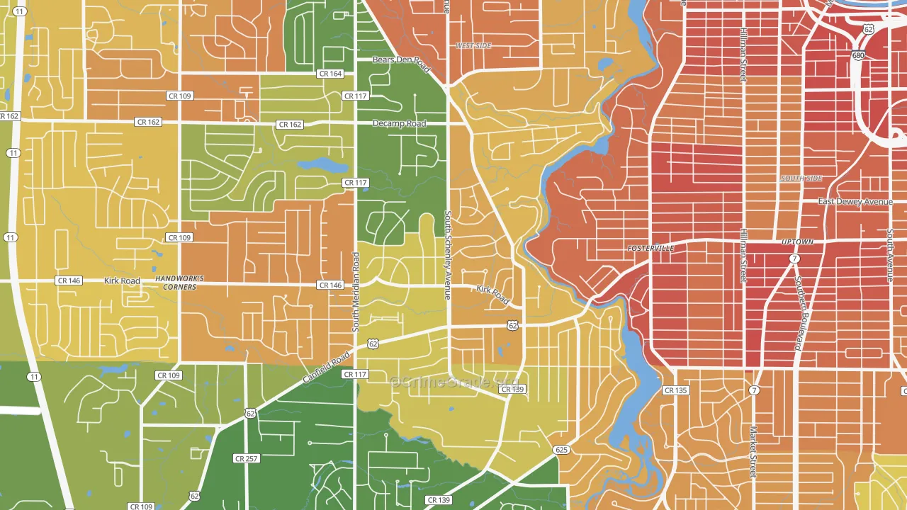Kirkmere, Youngstown, OH Map of Burglary Rates