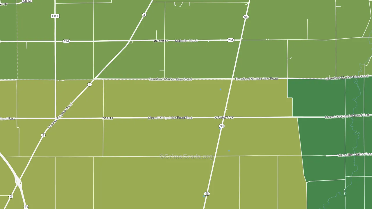 Kirkpatrick, OH Map of Burglary Rates