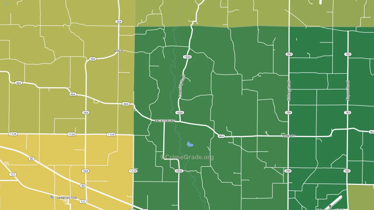 Kirksey, KY Map of Burglary Rates