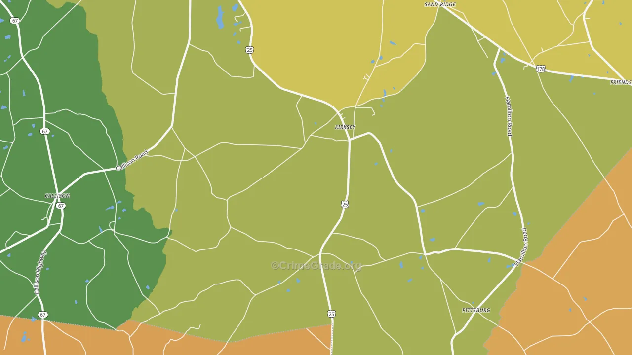 Kirksey, SC Map of Burglary Rates