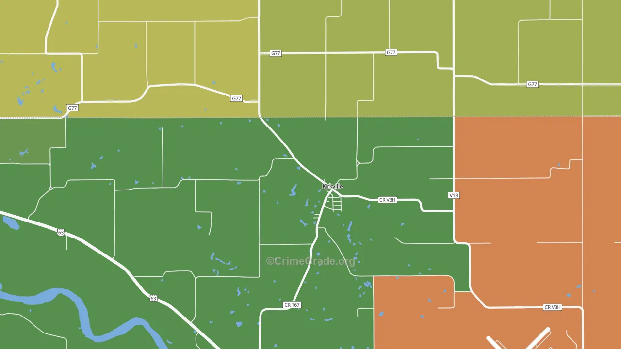 Kirkville, IA Map of Burglary Rates