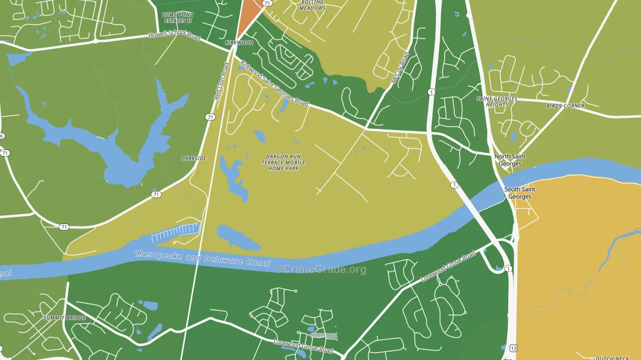 Kirkwood, DE Map of Burglary Rates