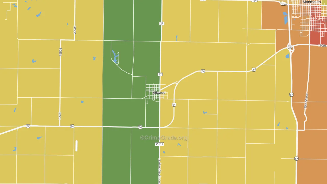 Kirkwood, IL Map of Burglary Rates