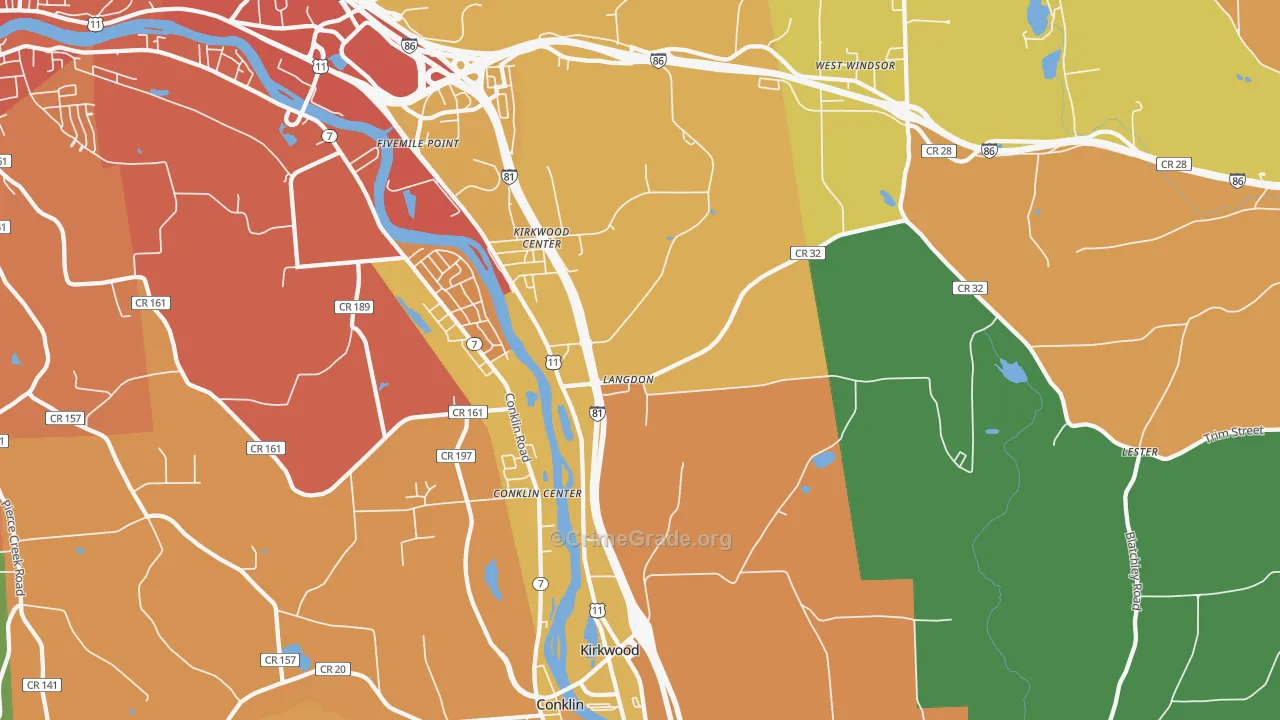 Kirkwood, NY Map of Burglary Rates
