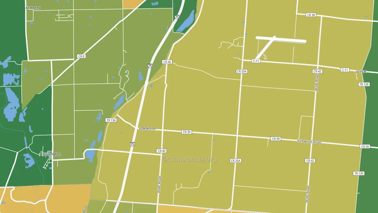 Kirkwood, OH Map of Burglary Rates