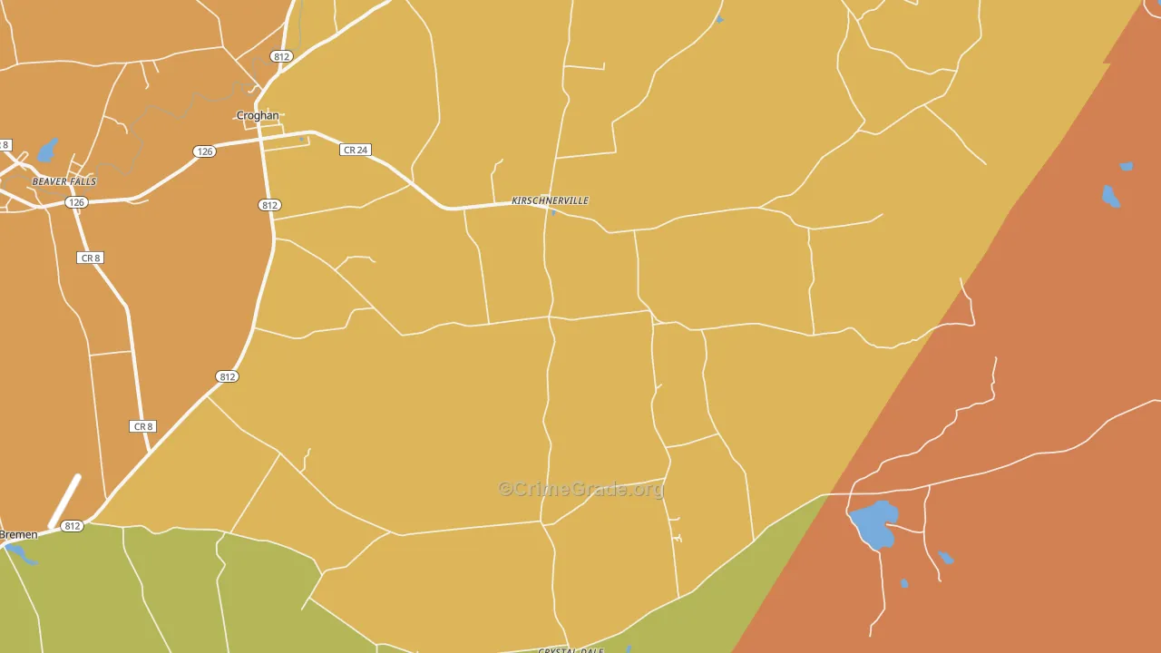 Kirschnerville, NY Map of Burglary Rates