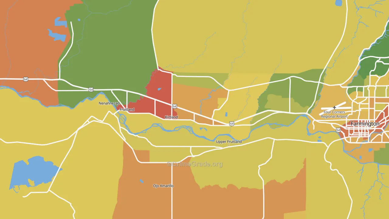 Kirtland, NM Map of Burglary Rates