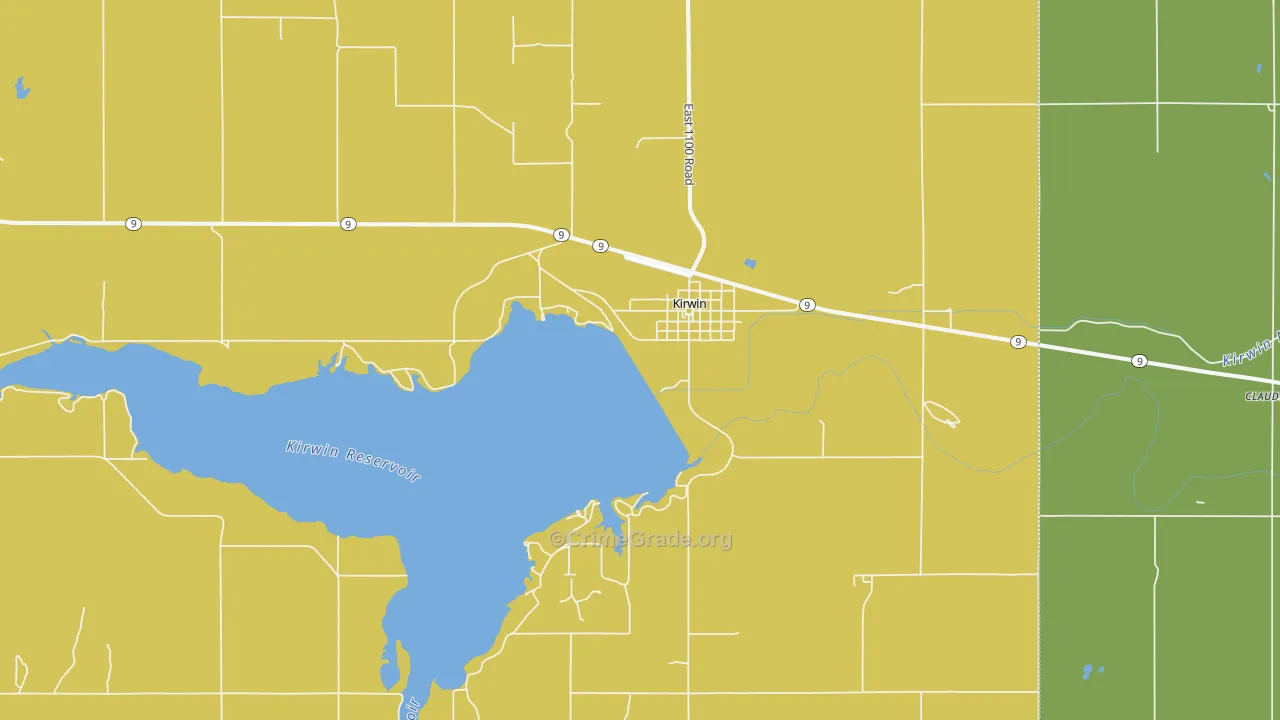 Kirwin, KS Map of Burglary Rates