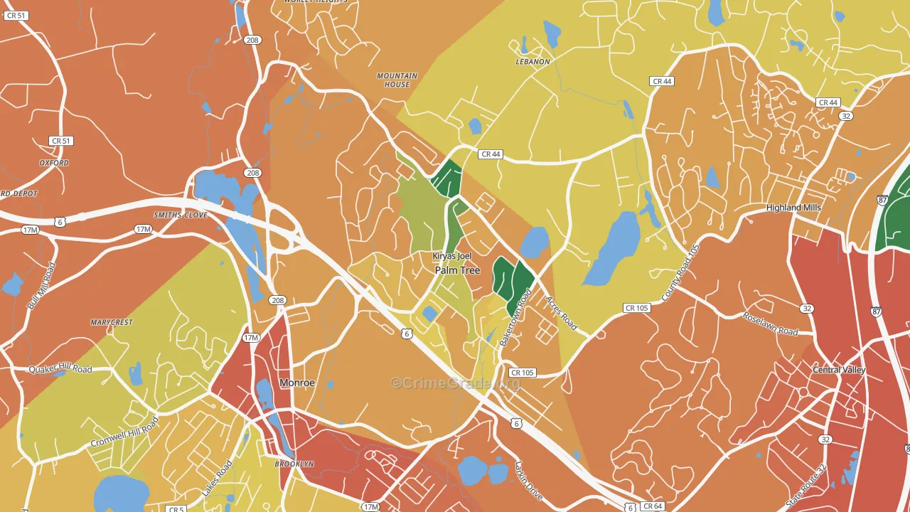 Kiryas Joel, NY Map of Burglary Rates