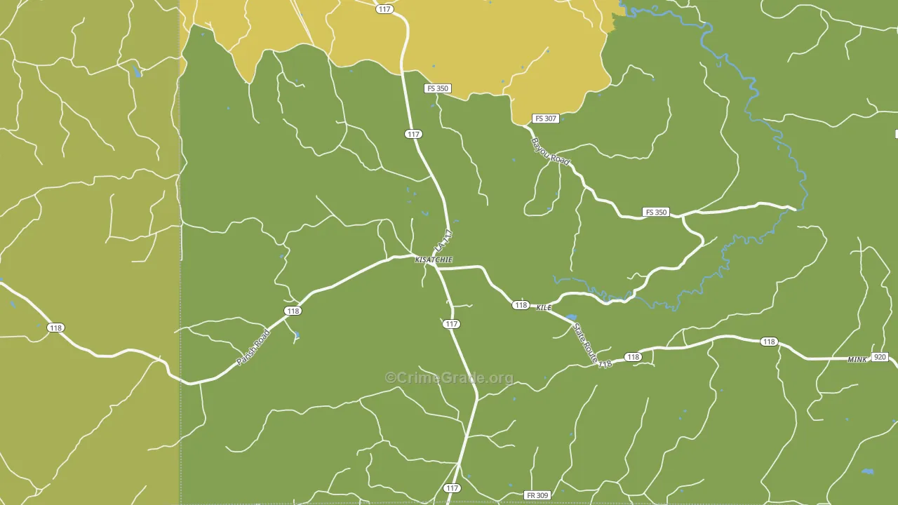 Kisatchie, LA Map of Burglary Rates