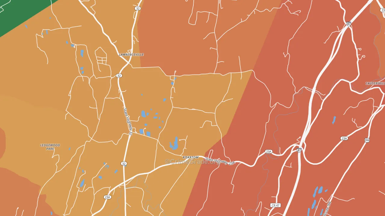 Kiskatom, NY Map of Burglary Rates