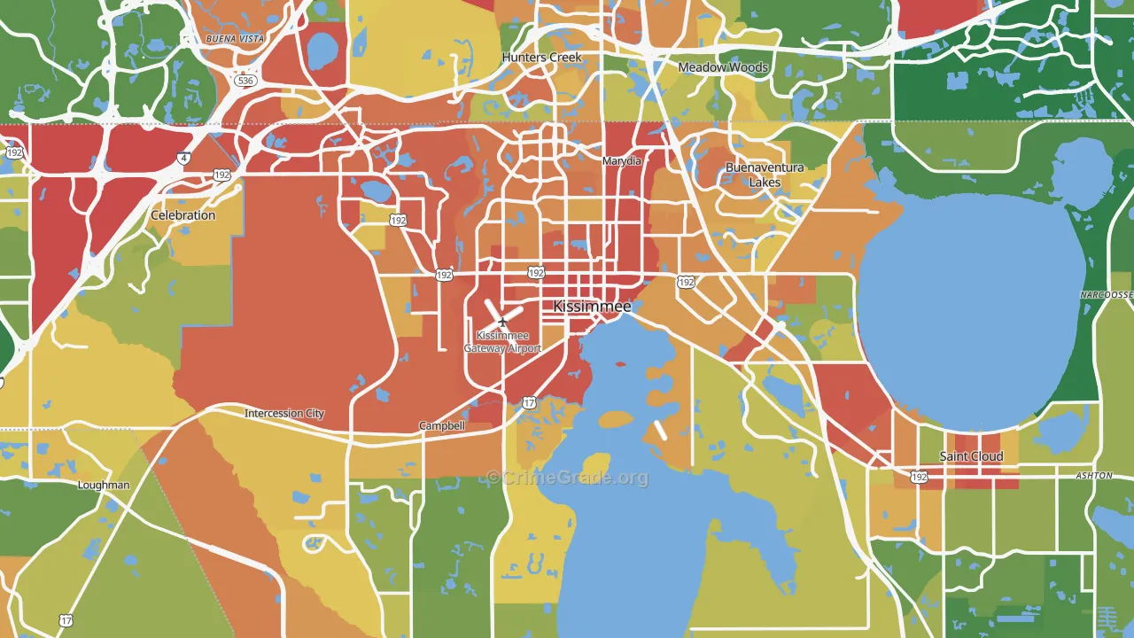 Kissimmee, FL Map of Burglary Rates