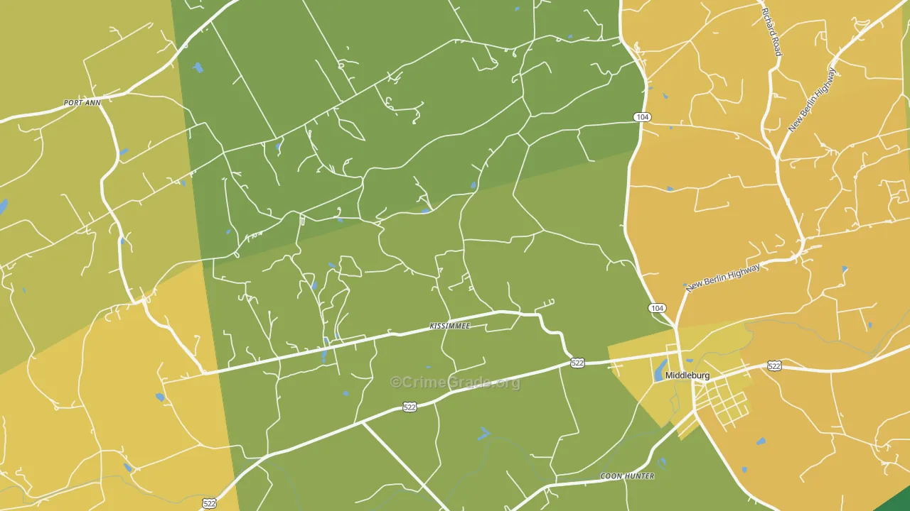 Kissimmee, PA Map of Burglary Rates