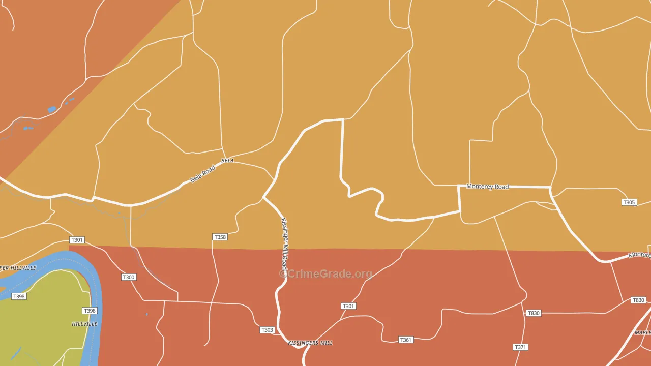 Kissingers Mill, PA Map of Burglary Rates