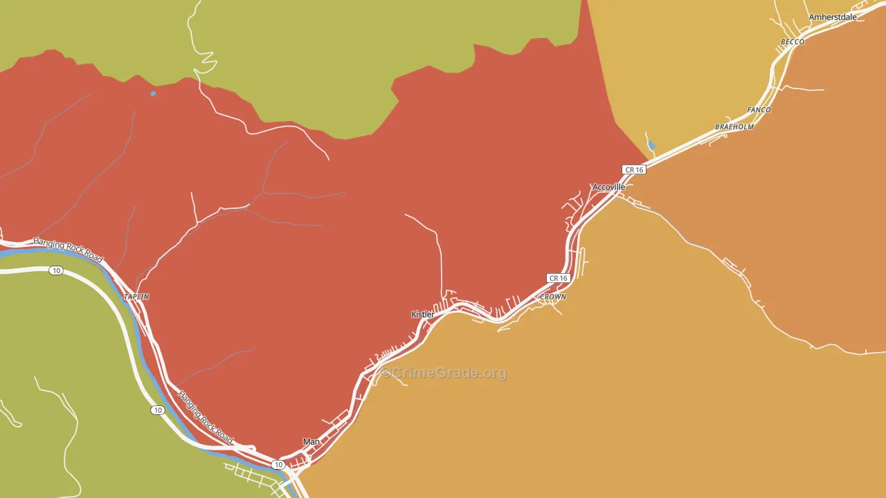 Kistler, WV Map of Burglary Rates