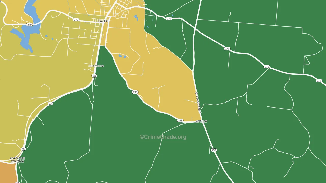 Kitchen, OH Map of Burglary Rates