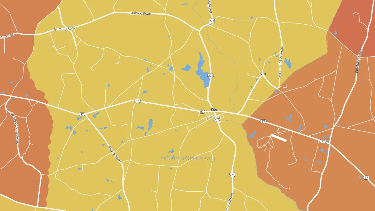 Kite, GA Map of Burglary Rates