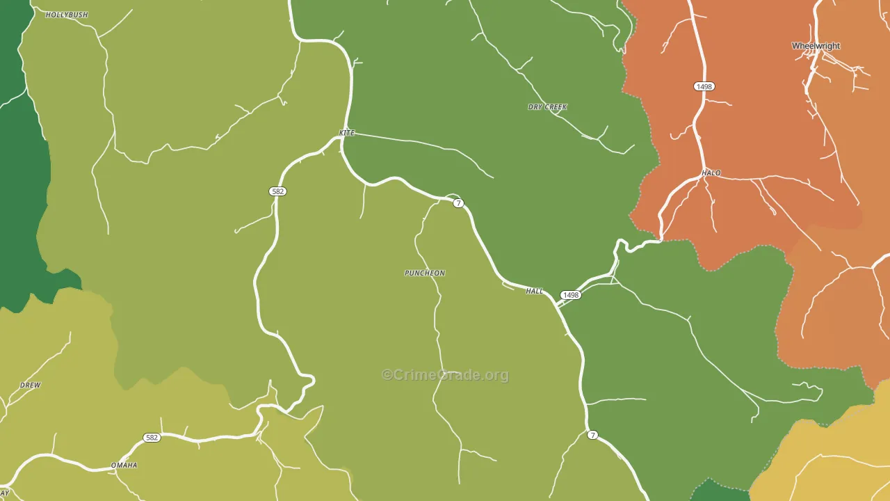 Kite, KY Map of Burglary Rates