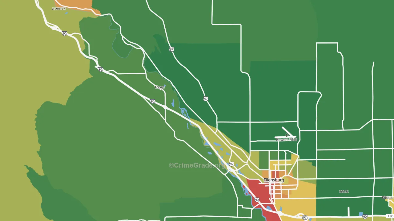 Kittitas County, WA Map of Burglary Rates