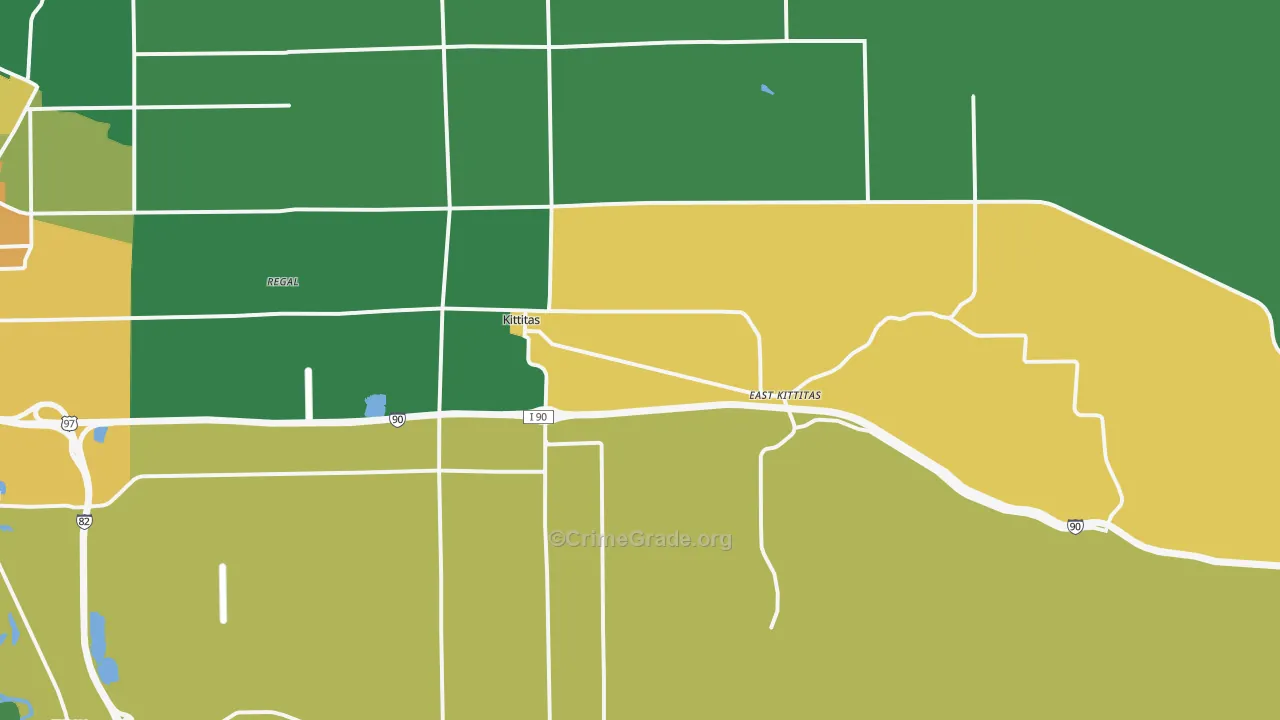 Kittitas, WA Map of Burglary Rates