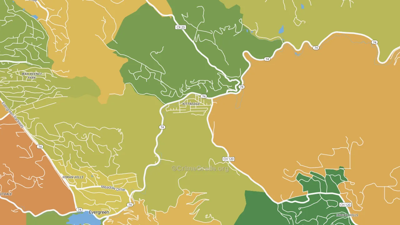 Kittredge, CO Map of Burglary Rates