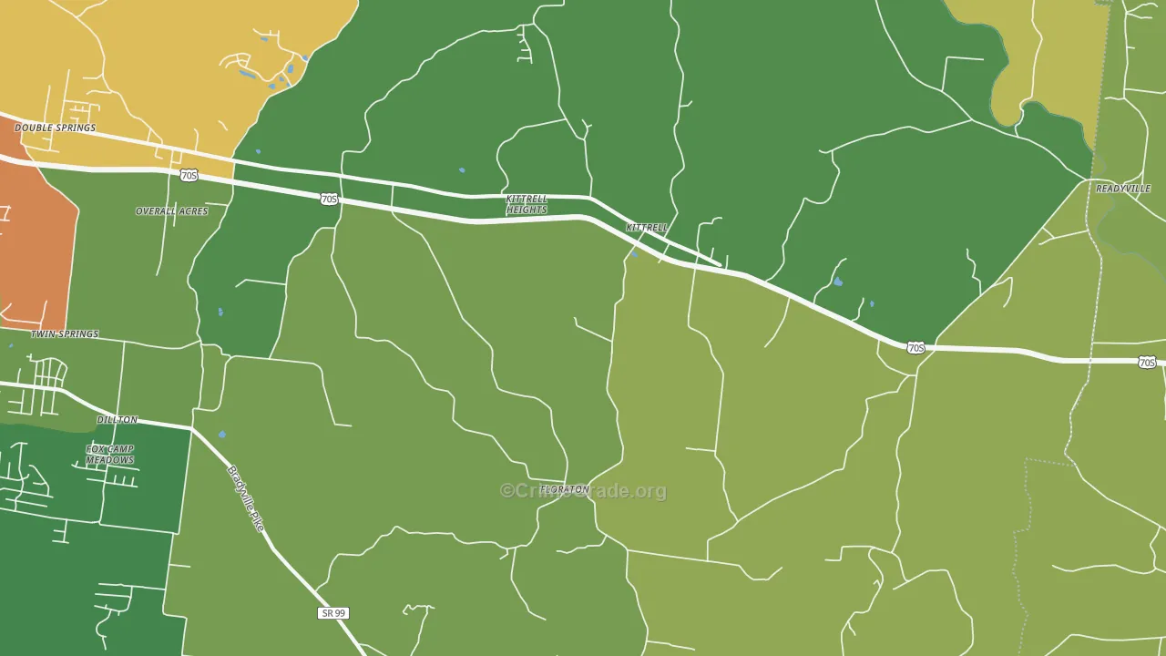Kittrell, TN Map of Burglary Rates