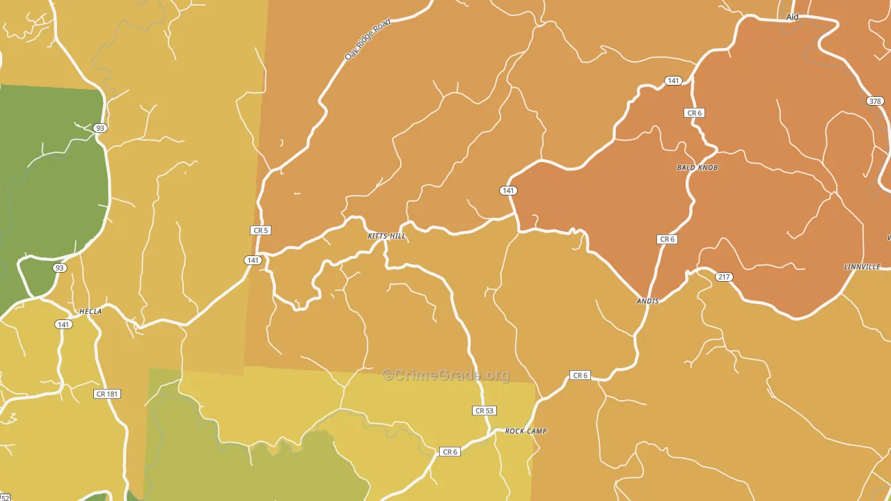 Kitts Hill, OH Map of Burglary Rates