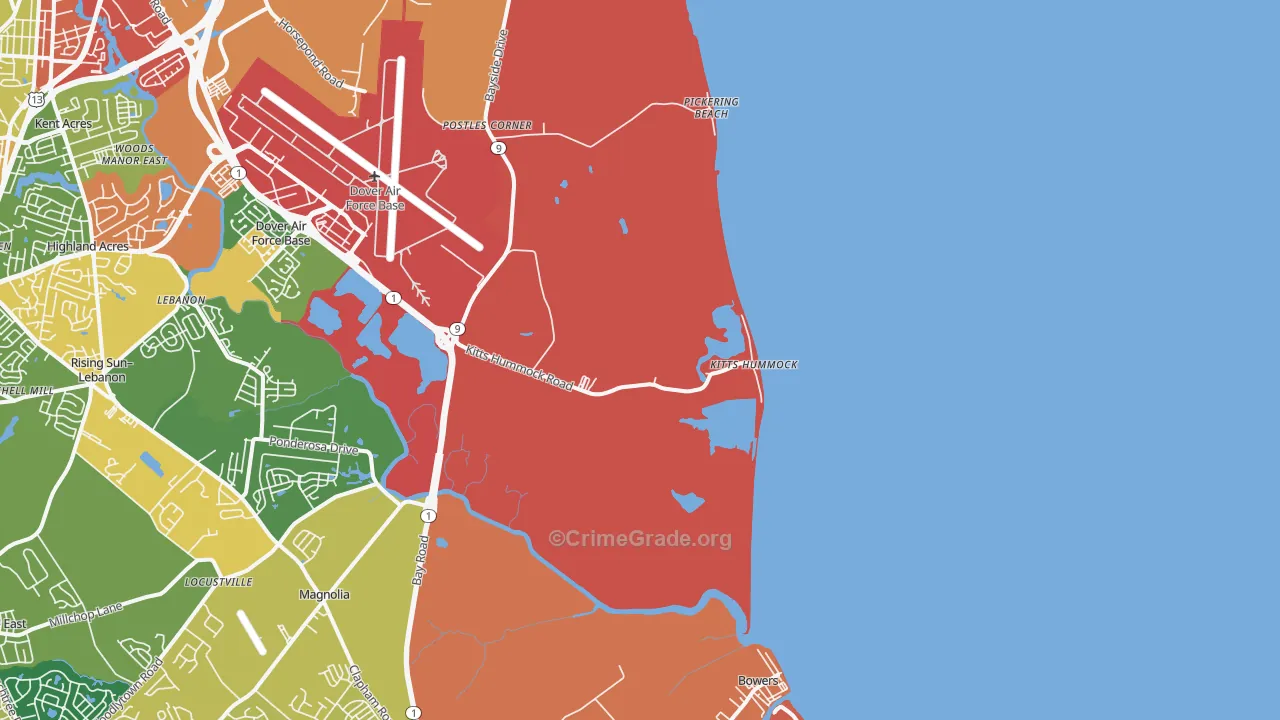 Kitts Hummock, DE Map of Burglary Rates