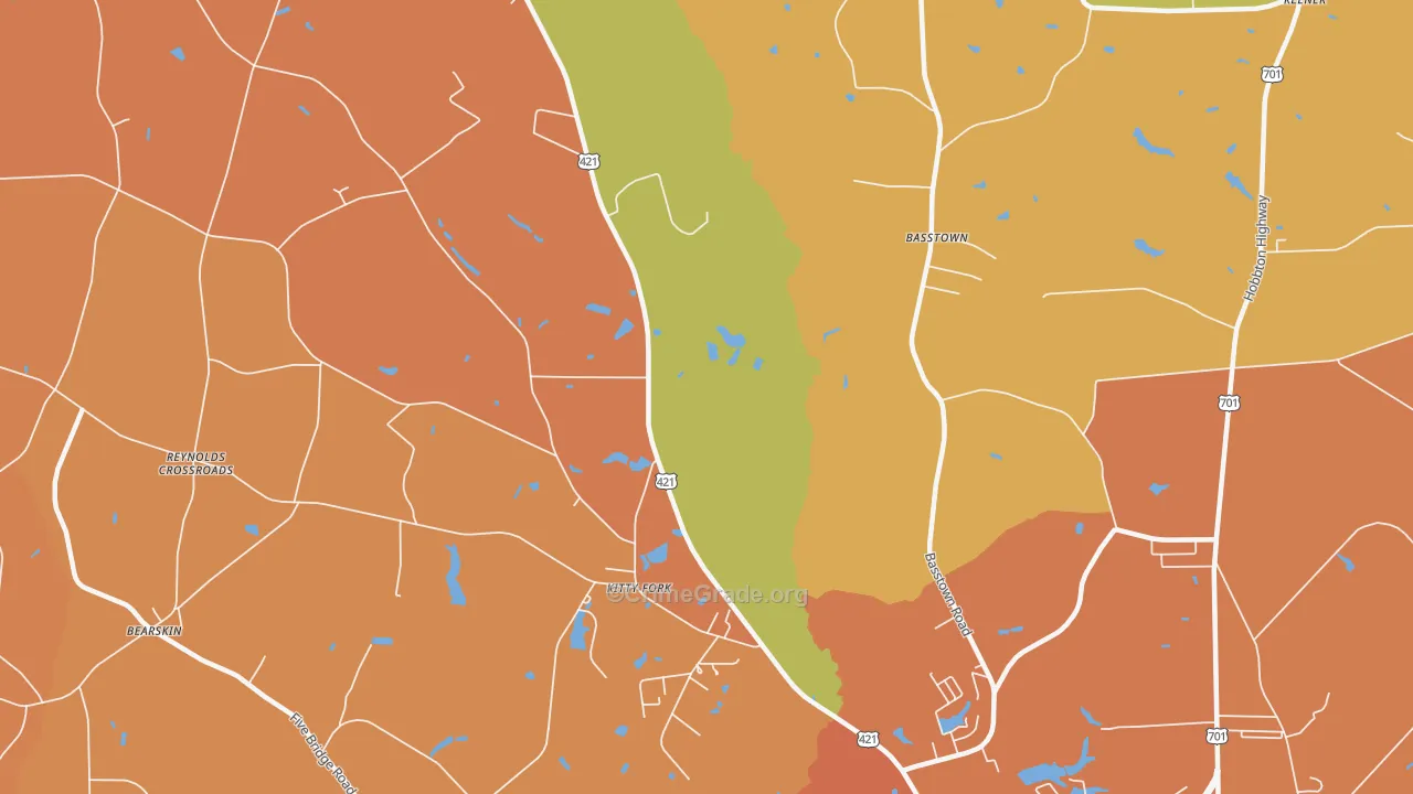 Kitty Fork, NC Map of Burglary Rates