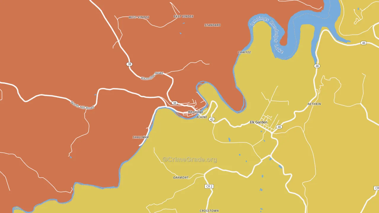 Kitzmiller, MD Map of Burglary Rates